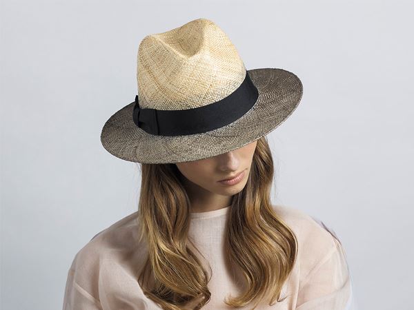 Two Tone Straw Fedora Hat