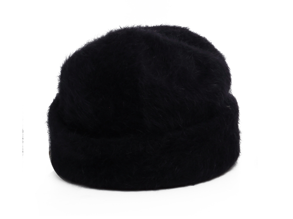 black angora beanie hat