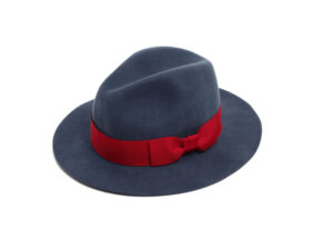 blue felt fedora hat