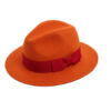 orange felt fedora hat